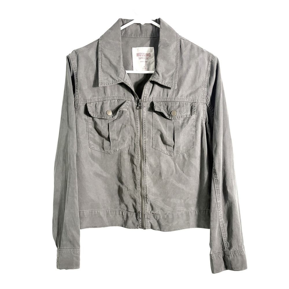Mossimo Supply Co Women Medium Dark Olive Lyocell Full Zip Utility Jacket NWOT